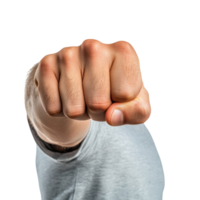 Close-up of a Young Man Pointing Gesture for Use in Communication and Expressions on transparent background png