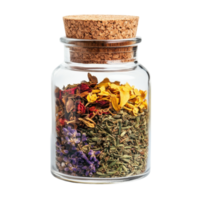 Glass Spice Jar with Cork Lid for Kitchen Organization on transparent background png