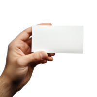 A person holding a blank business card on a black background png