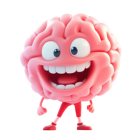 A cartoon brain character with a smile on its face png