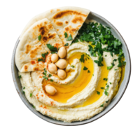 Delicious Hummus and Pita Ideal for Snacking or Meal Preparation on transparent background png