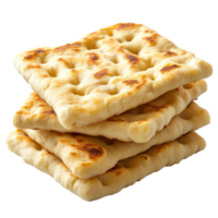 Stacked flatbreads on a white surface isolated transparent png