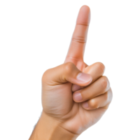 Hand with index finger pointing up isolated transparent png