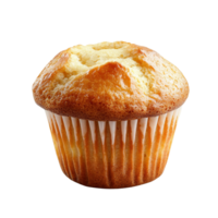 Freshly baked muffin with golden top on display isolated transparent png