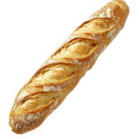Freshly baked baguette with a crispy crust isolated transparent png