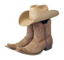 Cowboy hat and boots ready for a country event isolated transparent png