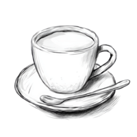 Simple cup of coffee on a saucer with a spoon isolated transparent png