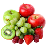 Fresh fruits arranged in a colorful display isolated transparent png