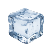 Single ice cube resting on a white surface isolated transparent png