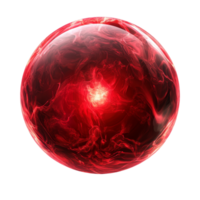 Red sphere with swirling patterns in space isolated transparent png