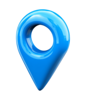 Bright blue location marker on a white background isolated transparent png