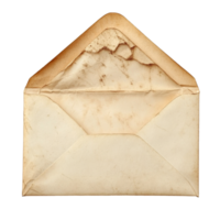Old, worn envelope collected from a vintage market isolated transparent png