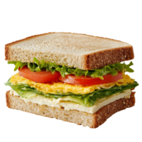 Veggie sandwich with eggs on whole grain isolated transparent png