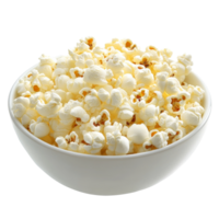 Popcorn in a bowl, ready to snack isolated transparent png