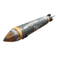 Old missile in military display isolated transparent png