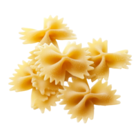 Fresh bow tie pasta scattered on a kitchen surface isolated transparent png