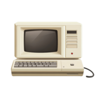 Retro computer setup on a desk isolated transparent png