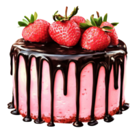 Delicious strawberry chocolate cake with toppings isolated transparent png
