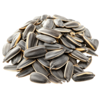 Sunflower seeds piled high on a white background isolated transparent png