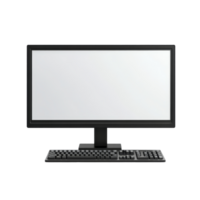 Simple black computer monitor with keyboard setup transparent png