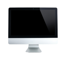 Sleek computer monitor on a clean desk surface transparent png