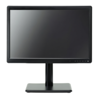 Modern black computer monitor on a clean desk transparent png