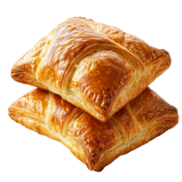 Freshly baked pastries stacked on a wooden table transparent png