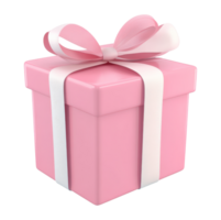 Pink gift box with ribbon on a clean surface transparent png