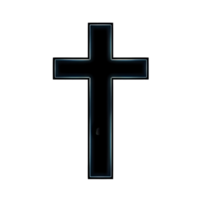 Black cross with glowing outline on white transparent png