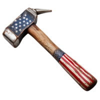 Unique hammer with American flag design on handle transparent png