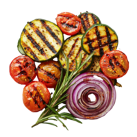 Herbed grilled veggies on white backdrop transparent png