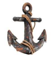 Rusty anchor with rope on plain background transparent png