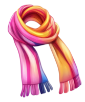 Colorful knit scarf draped elegantly on display transparent png