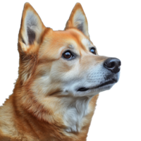 Friendly dog with a curious expression on display transparent png