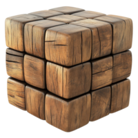 Wooden puzzle cube with unique block design transparent png