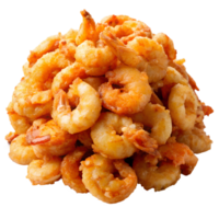 Crispy fried shrimp on a white plate png