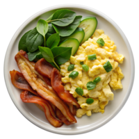 Delicious breakfast with scrambled eggs and bacon png