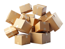 A cluster of cardboard boxes stacked and arranged png