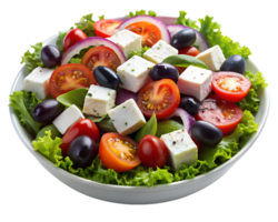 Fresh salad with tomatoes, olives, and feta cheese png