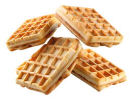 Piled high, fresh waffles for breakfast png