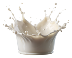 Milk splash in a bowl captured in mid air png