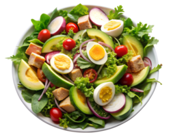 Fresh garden salad with eggs and avocado mix png