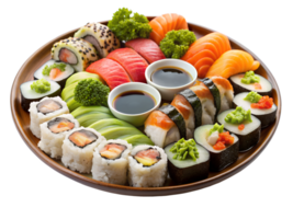 Colorful sushi platter with rolls sashimi png