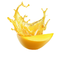Yellow slice splashes in bright backdrop png