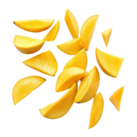 Fresh mango slices arranged on a white background png