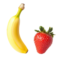 Fresh banana and strawberry on a white background png