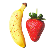 Fresh banana and strawberry on a white background png