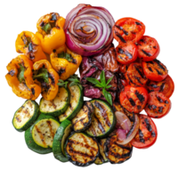 Deliciously grilled vegetables arranged on a plate png