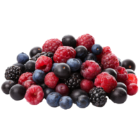 Fresh mixed berries piled on a white background png