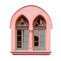 Elegant pink arched window design png